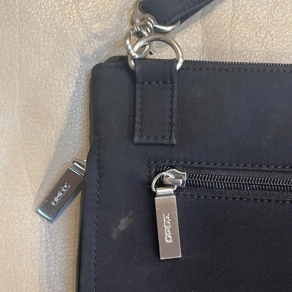 Hobo crossbody bag in black with silver tone hardware, 9 x 6.5 - Picture 4 of 11